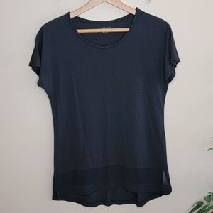 BCG | Black Short Sleeve Tee with Mesh Detail at Hem Size Medium